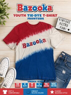Bazooka Kids Red, White & Blue Tie-Dye Short Sleeve Tee